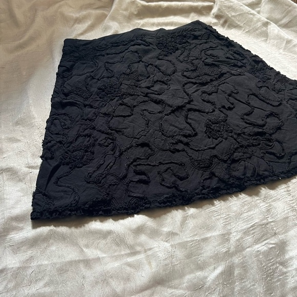 Max Studio Black Floral Textured A-Line Skirt - Picture 4 of 5